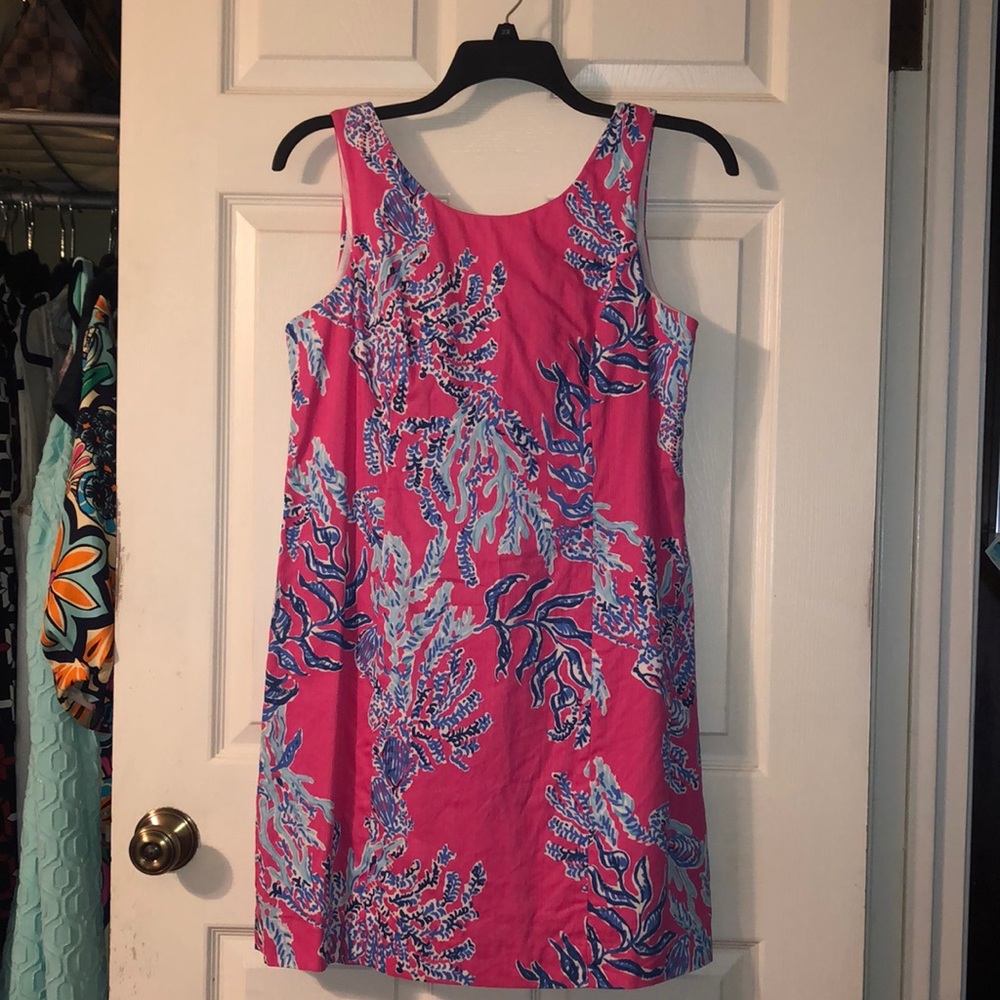 Lilly Pulitzer pink shift coral print design sz 12